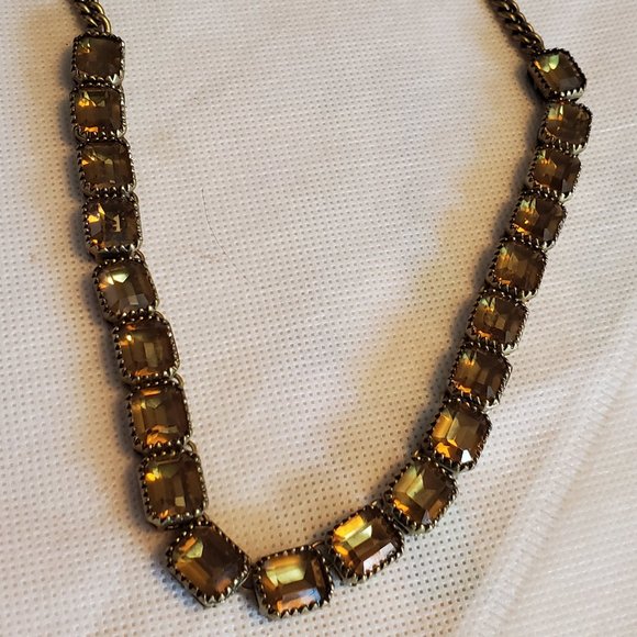 Vintage Gold Tone Glass Bead Fossil Brand Necklace - Picture 1 of 4